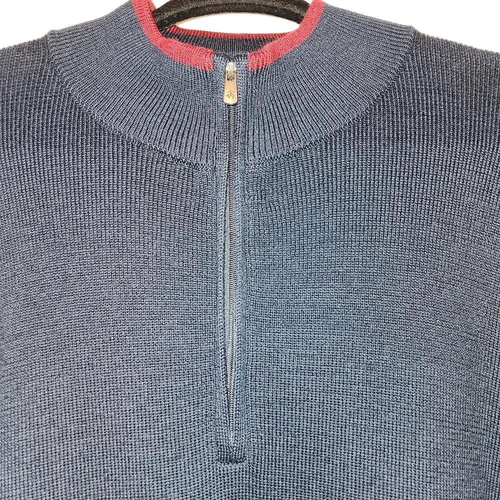 NetJets + Brooks Brothers Navy Blue 1/4 Zip Merino Wool Blend Sweater Size 2XL